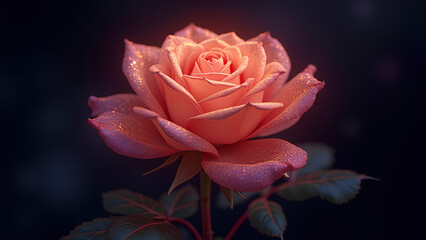 Blooming rose rendered as a Celestial Glow Silhouette