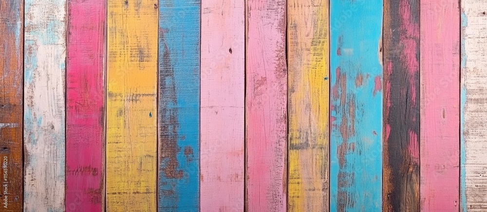 Poster colorful vintage wooden planks background with blank space for text and design elements in a rustic 