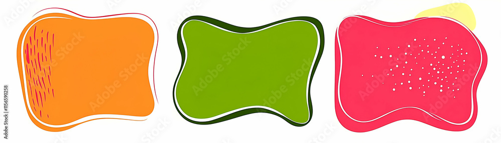 Poster abstract colorful shapes, three vibrant, organic forms create a visually appealing design element, p