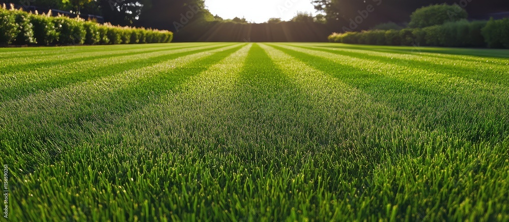 Poster freshly mown grass texture background green lawn landscape with clear copy space for text and design