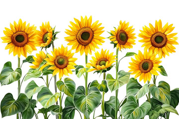 Fototapeta premium Sunflower field in illustration
