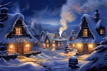 99 snowy village a quaint village with snow covered rooftops twi