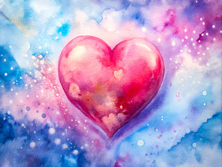 Fototapeta premium Valentine's Day watercolor themed background. Holiday Illustration
