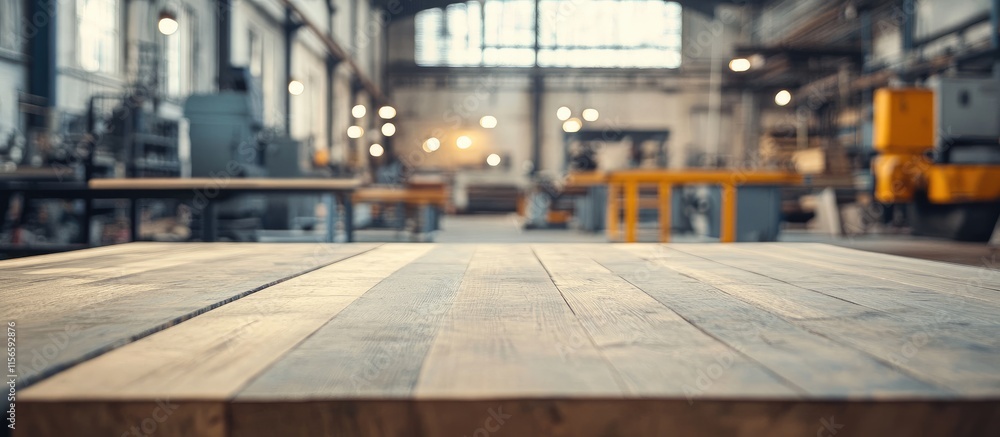 Poster industrial factory workbenches with spacious background ideal for text overlay and product display i