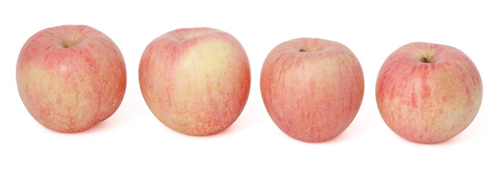 Four apples are lined up in a row