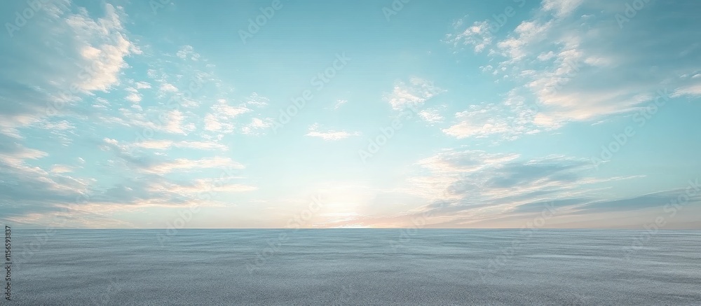 Poster panoramic view of serene horizons with sky and clouds featuring spacious area for text overlay