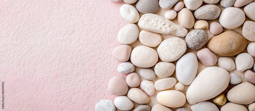 Poster soft pink beige pebbles create a serene environment with ample space for text or design elements con