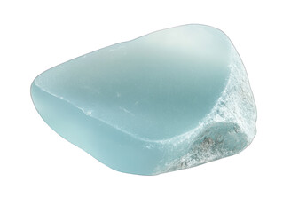 Light Blue Sea Glass Isolated on White Background