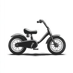 Fototapeta premium Black child's bike side view, isolated on white.