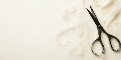 Elegant invitation background with scissors and ribbon creating a stylish template for personalized text and announcements