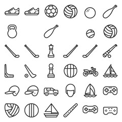 sports line icon set vector