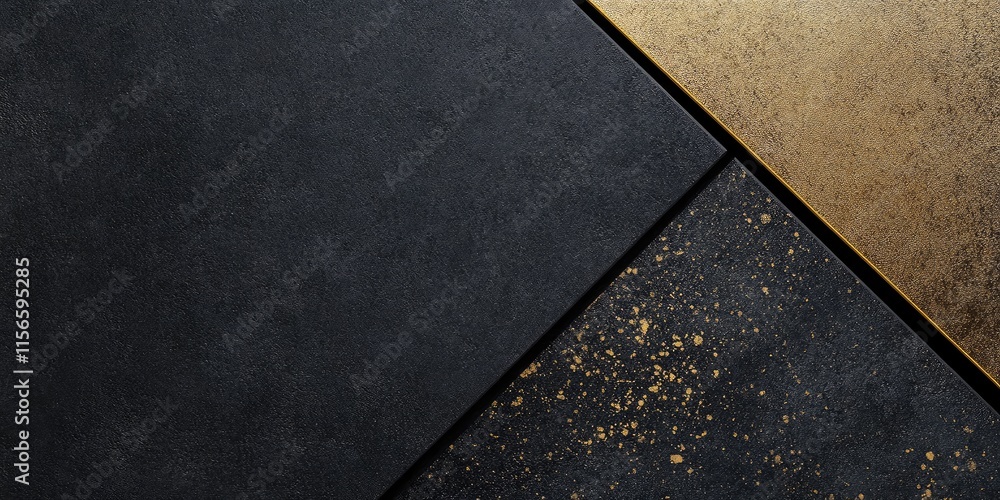 Poster elegant black and gold abstract background featuring textured surfaces and ample copy space for crea