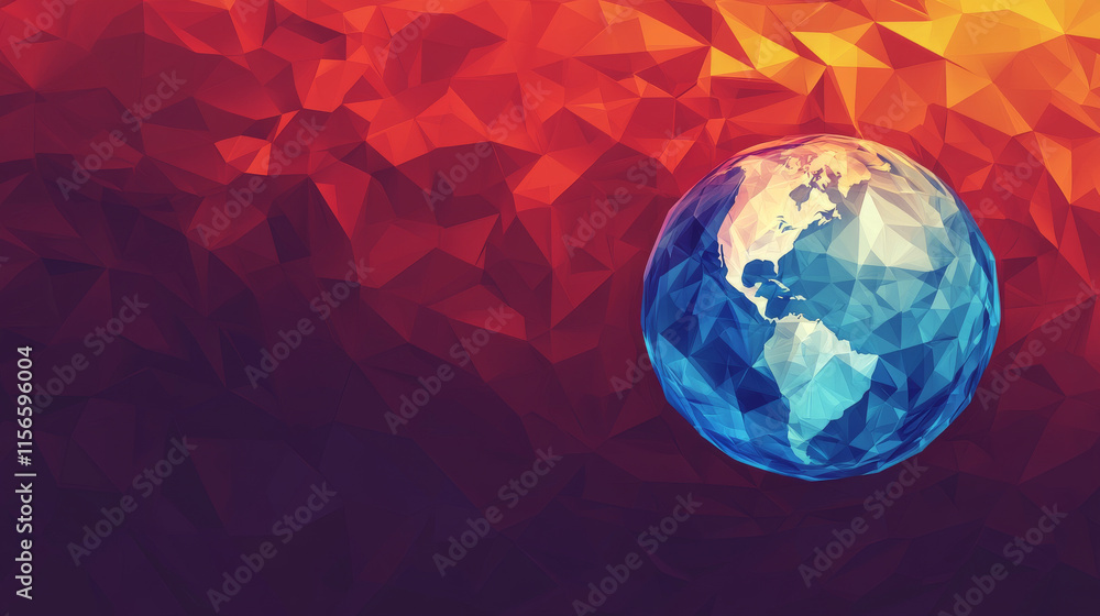 Poster earth. low poly blue. polygonal abstract space illustration. in the form of a starry sky or space. v