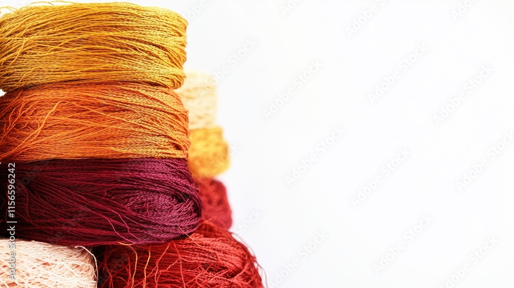 Poster colorful saffron threads arranged neatly on a white background showcasing vibrant hues with ample co