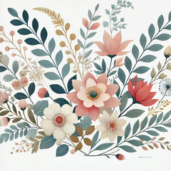 vector floral and botanical with soft colors