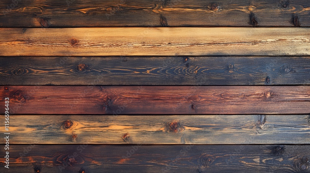 Poster rustic wooden plank wall background featuring colorful textures with ample empty space for customiza