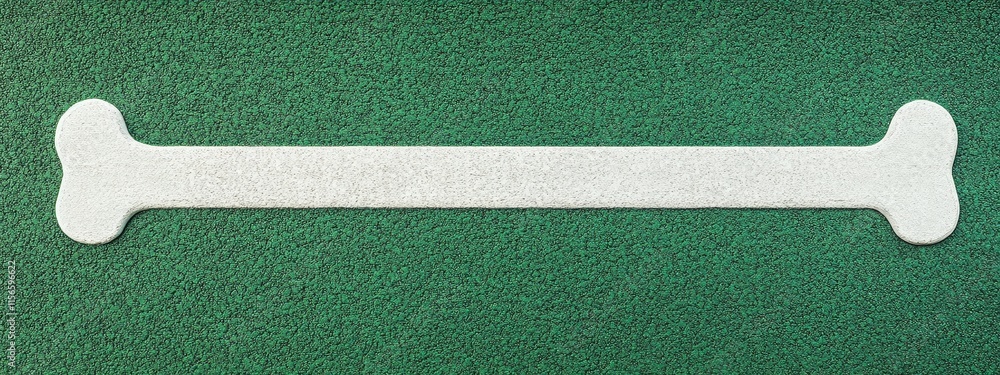 Poster bone shaped pavement design on green asphalt with empty space for custom text and creative branding