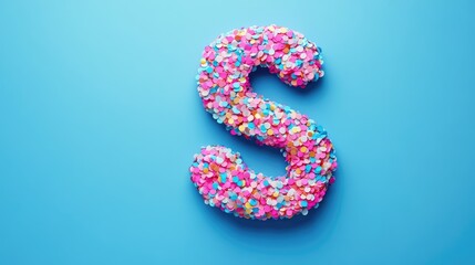 Fototapeta premium Colorful Sequin Letter S Decorative Background with Copy Space for Personalization and Creative Projects