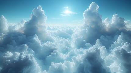 Fototapeta premium An aerial view of expansive cumulus clouds beneath a bright sky