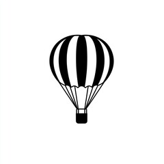 Naklejka premium Black striped hot air balloon on white background.