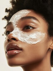 Fototapeta premium Natural Skincare Close Up Portrait Of A Human Model with Floral Elements