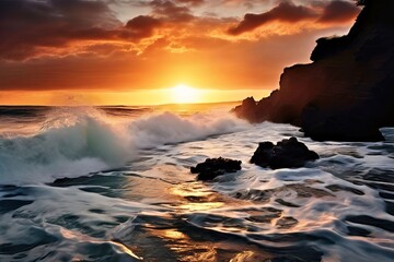 Obraz premium emotional waves poets standing on a shore their words creating w