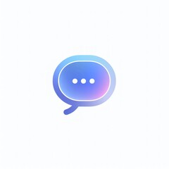 Naklejka premium Gradient speech bubble icon with three dots, signifying communication, message, chat, or dialogue.