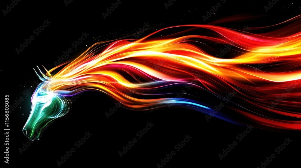 Poster dynamic abstract light trails forming vibrant patterns in motion