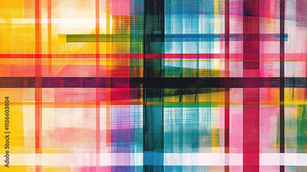 Poster vibrant abstract grid with intersecting lines in colorful design