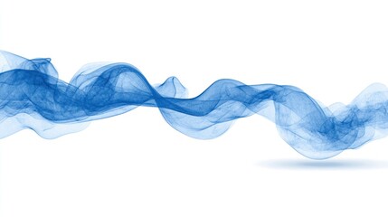 Fototapeta premium Blue Wave of Smoke on White Border - Abstract Background