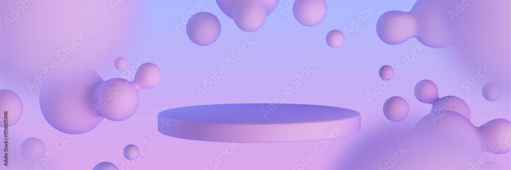 Aufkleber 3d product display podium with purple gradient blob on background. abstract fluid bubble render with
