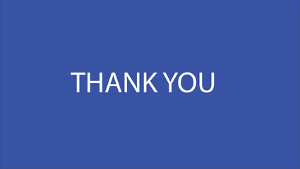 White thank you text with Blue Background