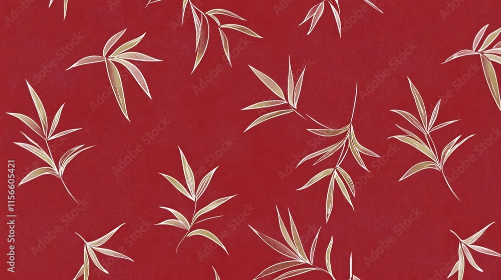 Poster sophisticated bamboo brushstroke pattern in subtle red tones with editable text zone ideal for brand