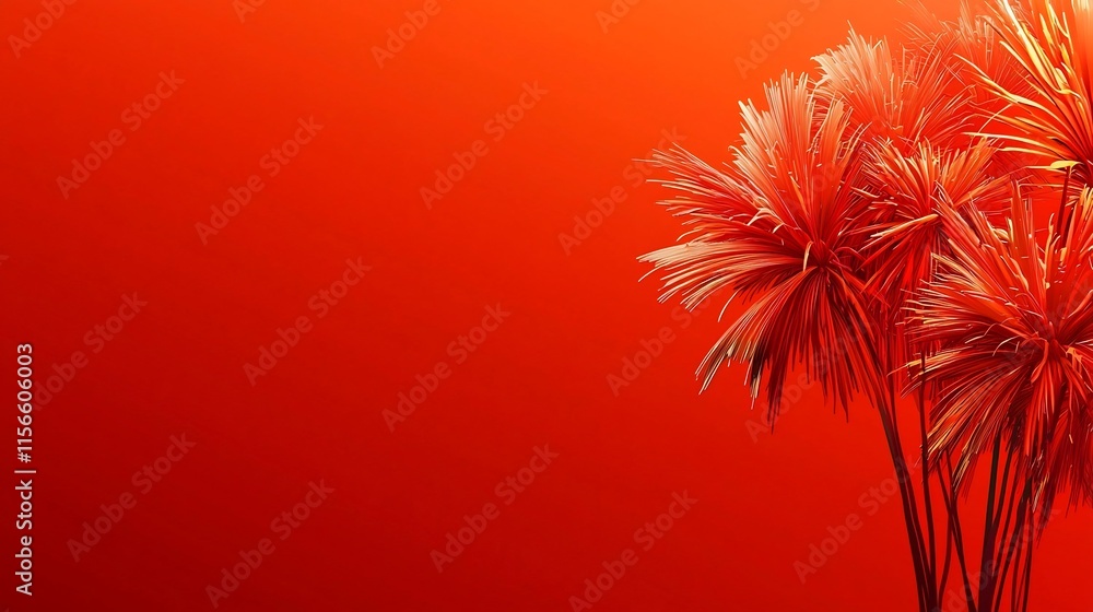 Poster stunning 3d of subtle fireworks display in a gradient red background creating a vibrant and modern f