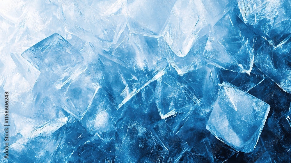 Poster blue geometric ice texture with sharp lines and cool background