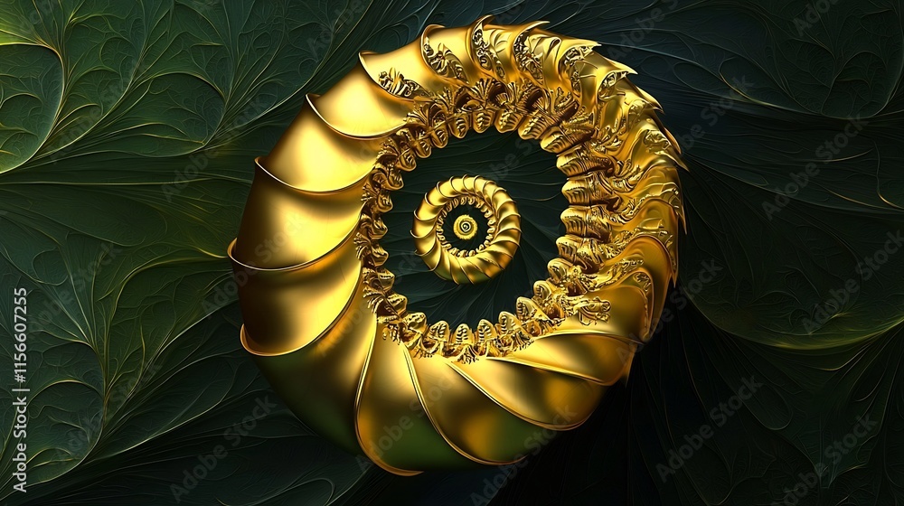 Poster sleek and modern 3d featuring a golden spiral motif with a minimalistic design and an editable text 
