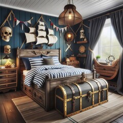 Pirate's Hideout Pirate ship bed treasure chest storage and naut