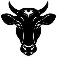 Cow Head Silhouette vector illustration