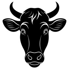 Cow Head Silhouette vector illustration