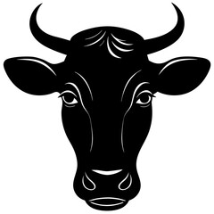 Cow Head Silhouette vector illustration