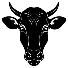 Cow Head Silhouette vector illustration