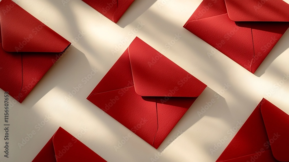 Poster elegant red envelopes centered on a clean and luxurious gold background in a 3d with a text placehol