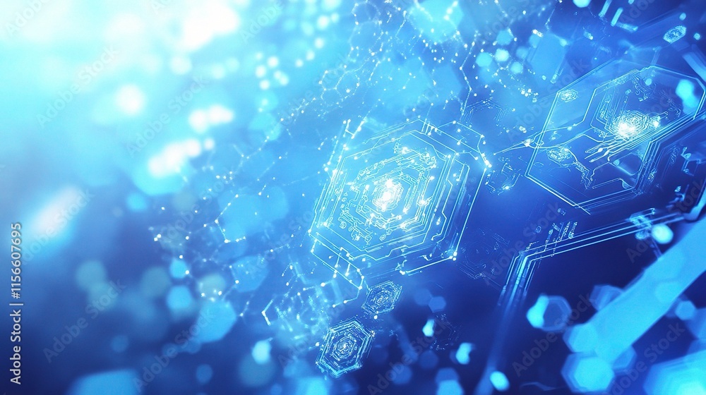 Poster intricate blue tech background with circuit lines and patterns