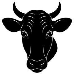 Cow Head Silhouette vector illustration