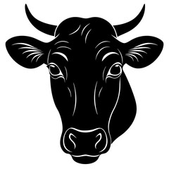 Cow Head Silhouette vector illustration