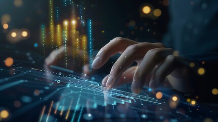 Digital Innovation: Hands Interacting with Futuristic Interface