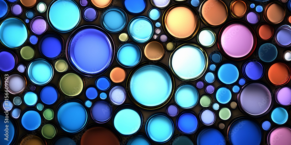 Poster a colorful background of circles with blue and green paint. the circles are of different sizes and c