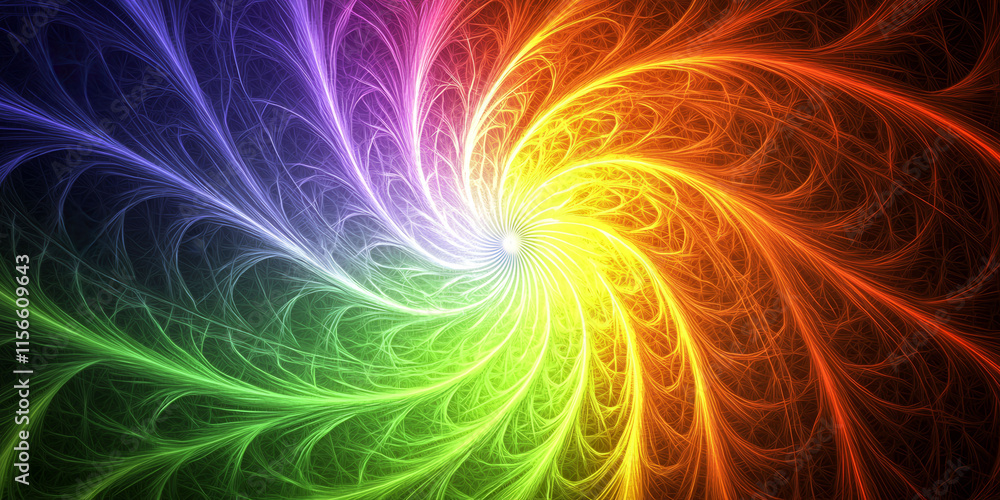 Poster a colorful spiral with a rainbow in the middle. the spiral is made up of many different colors, crea