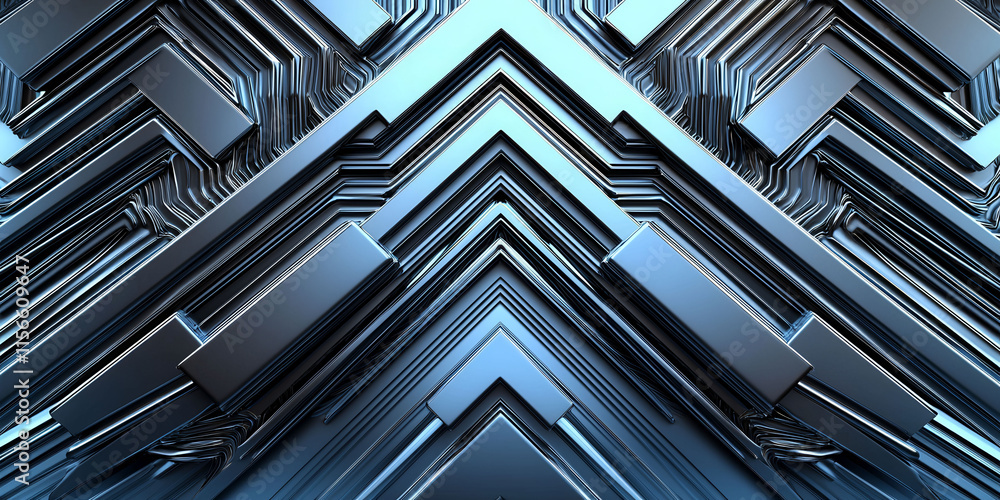 Aufkleber a blue and silver image of a computer chip. the image is abstract and has a futuristic feel to it