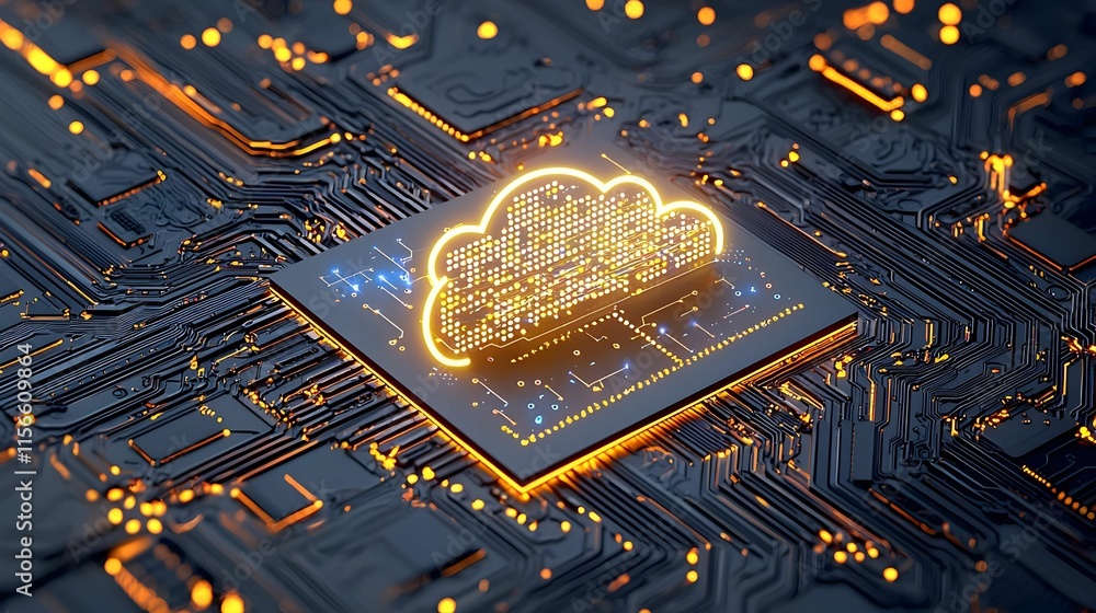 Aufkleber futuristic cloud computing concept on circuit board design